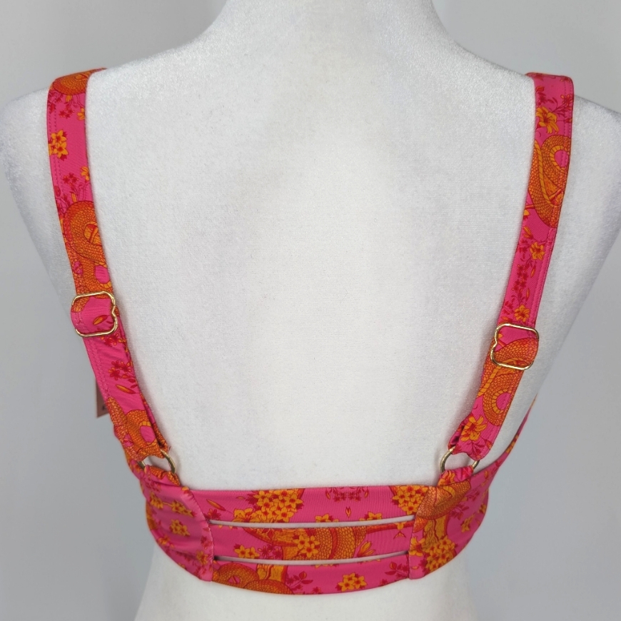 Kitty And Vibe Pink Orange Snake Floral Talia Vibe Banded Triangle Bikini Top D — image 6 of 8